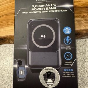 Black 5000mAh PD Power Bank with Wireless Charger